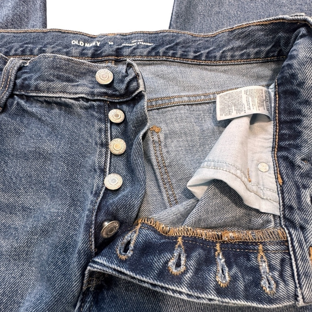 Old Navy Women’s Jeans Size 10 High Rise Slouchy Straight Button Fly Blue Denim - Picture 8 of 8